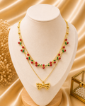 Collier Cerise Nœud Élégance