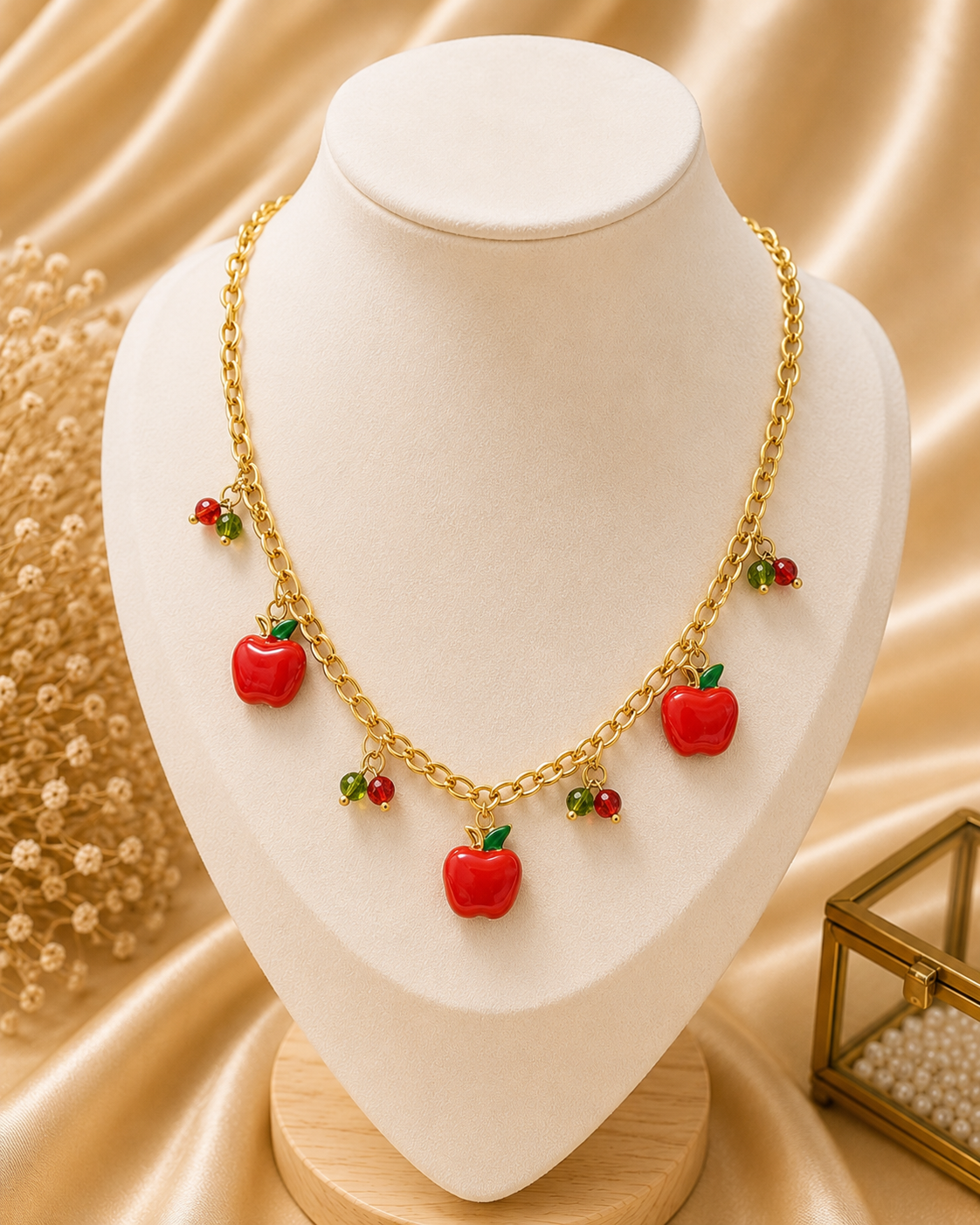 Collier Pommes Rouge Élégance