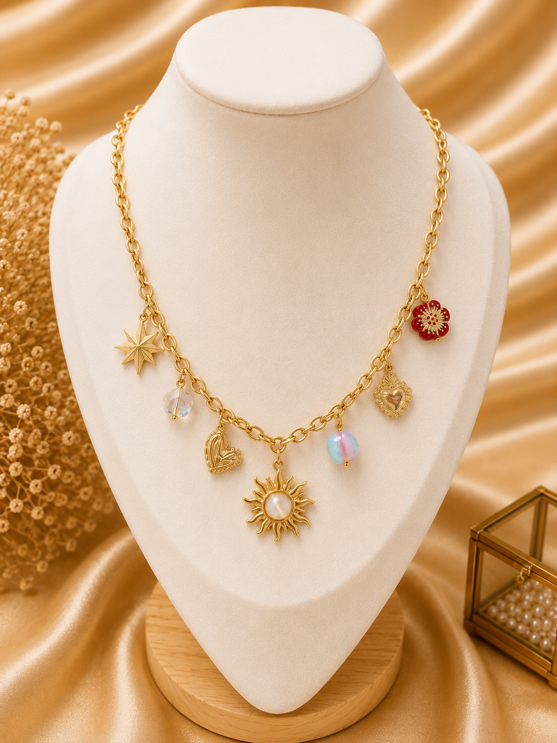 Collier Charms Soleil Doré Luxe